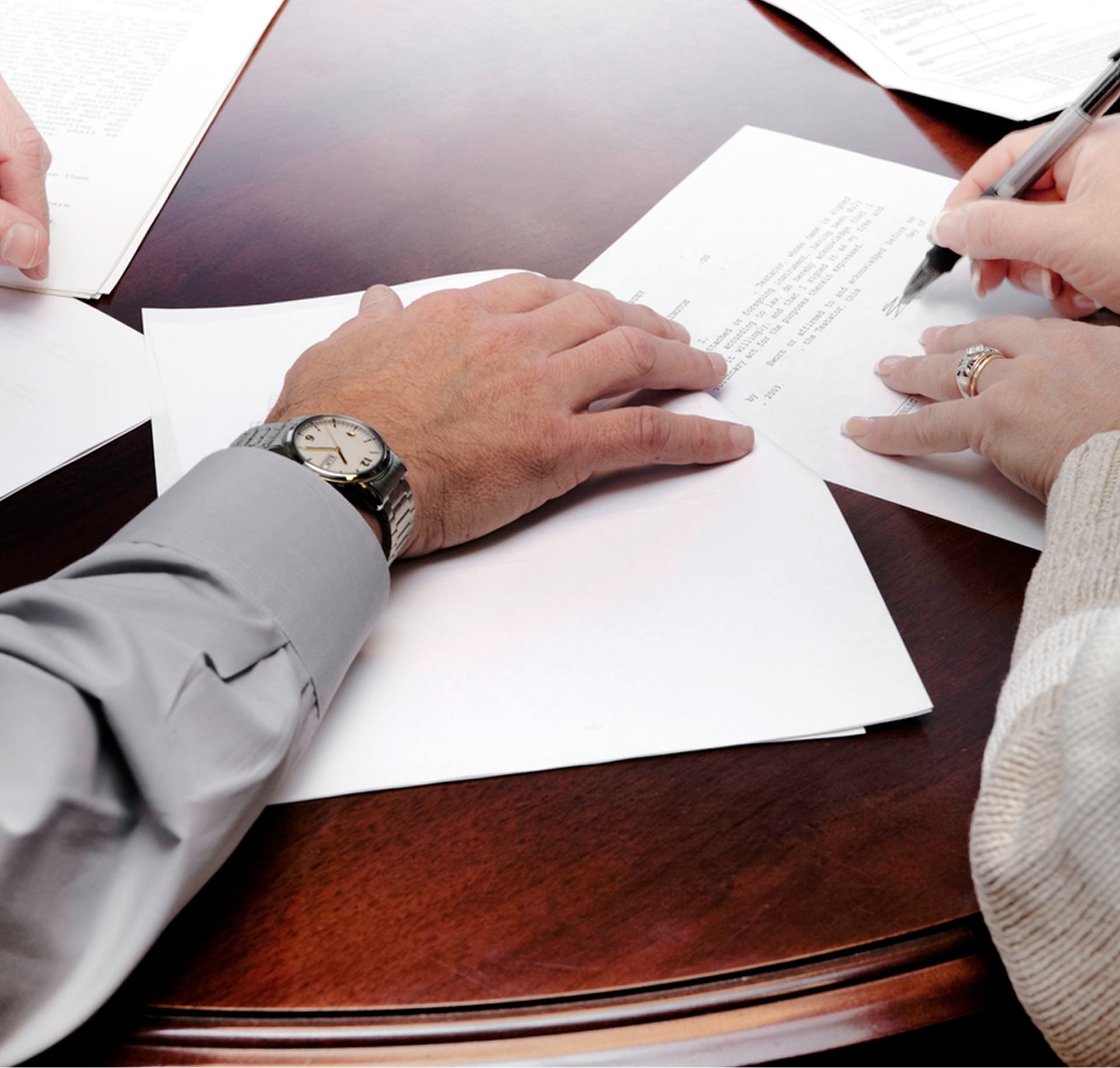 Attorney and client signing Business documents