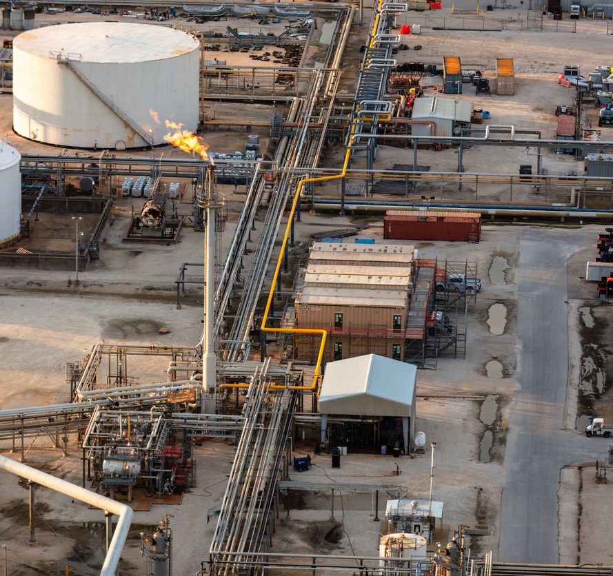 Oil Refinery on Sunny Afternoon in Houston, Texas - Aerial